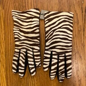 Chic Black Leather Gloves with Striped Detail